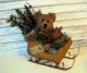 Primitive Folk Art Handmade Bear Ornie Doll Christmas Rusty Tin Sled Gathering Primitives photo 1