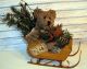 Primitive Folk Art Handmade Bear Ornie Doll Christmas Rusty Tin Sled Gathering Primitives photo 3