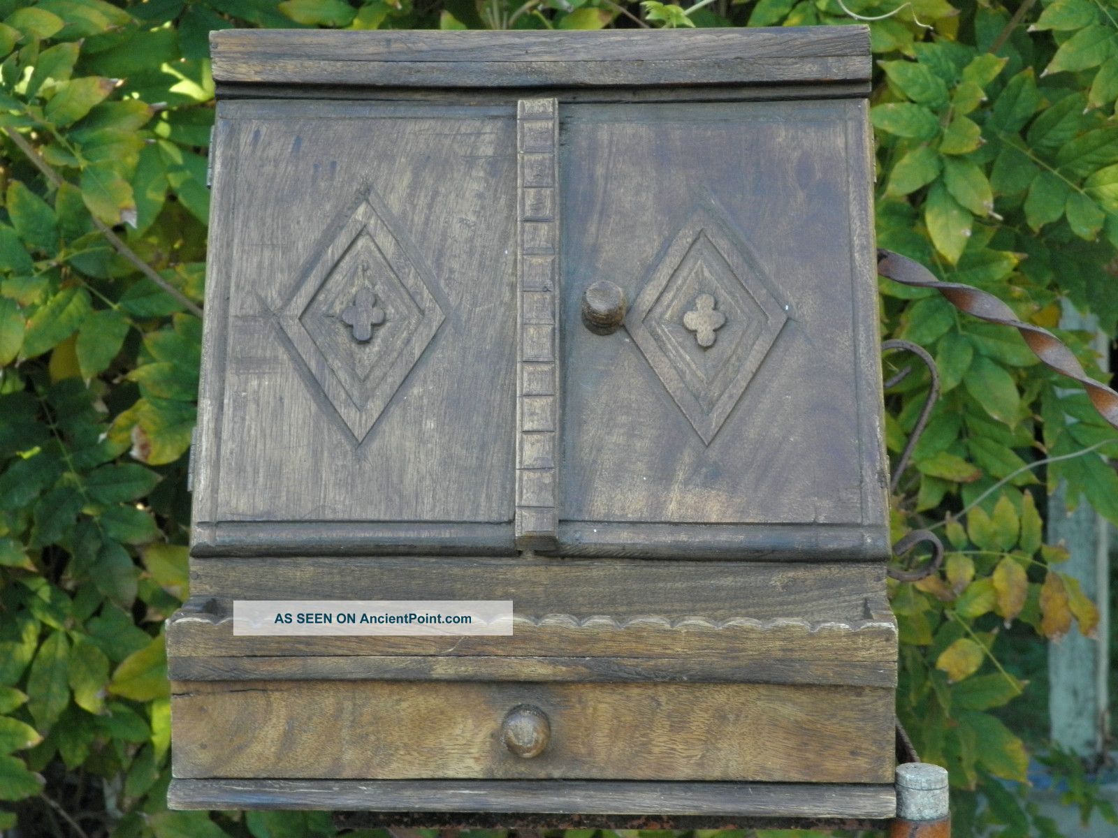 Aafa 19th C Early Primitive Old Tramp Folk Art Secretary Desk Stationary Box Primitives photo