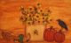 Primitive Hp Folk Art Fall Gathering Sunflowers Pumpkin Door Panel Primitives photo 1