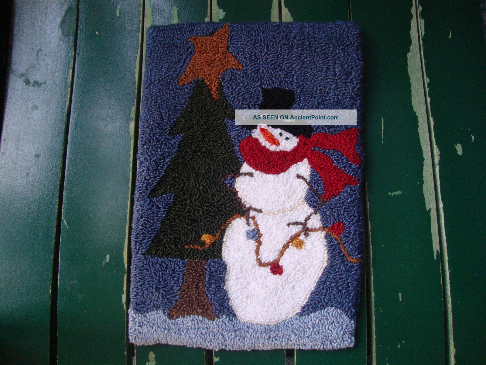 Primitive Punch Needle Mat Snowman Primitives photo