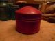 Decorative Wood/wooden Red Stained Round Turned Trinket Or Pantry Box W/lid Primitives photo 1