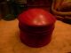 Decorative Wood/wooden Red Stained Round Turned Trinket Or Pantry Box W/lid Primitives photo 3