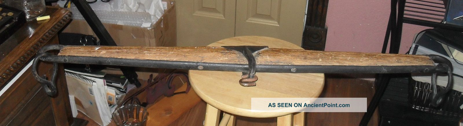 Antique Farm Horse/mule Plow Wagon Yoke Harness Wood And Iron Primitives photo