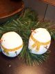 Primitive Snowman Snowball,  Ornies,  Bowl Filler,  Round Set Of Two (2) Mustard Primitives photo 1