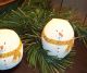 Primitive Snowman Snowball,  Ornies,  Bowl Filler,  Round Set Of Two (2) Mustard Primitives photo 2