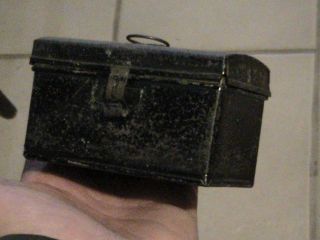 Antique 19th Century Tin Toleware Miniature Document Box Finish photo
