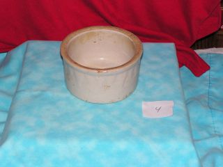 Antique Stoneware Salt Crock Has Patina 4 7/8 Diameter Few Chips photo