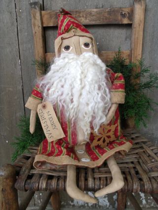 Primitive Grungy Merry Christmas Santa Doll photo