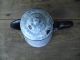 Antique 19th C.  Large Enamelware Coffee Pot Light Blue Swirl Sponge Graniteware Primitives photo 6