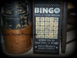 Primitive Black Bingo Sign Game Board Checkerboard Aged To Perfection photo