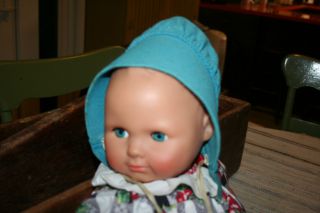 Antique Primitive Vintage Old Turquoise Baby Size Amish Hat Bonnet photo