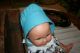 Antique Primitive Vintage Old Turquoise Baby Size Amish Hat Bonnet Primitives photo 4