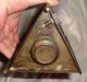 Antique Candle Lantern,  Metal,  Tin,  3 Sided Triangular,  2 Sides Glass,  12 