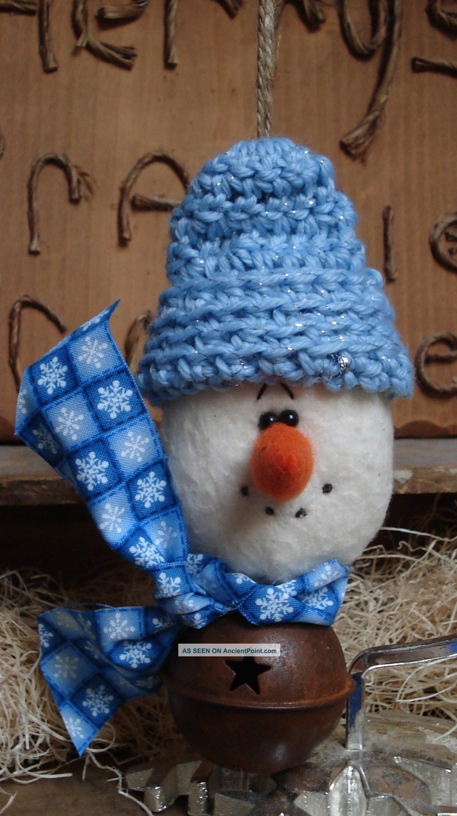 Primitive Christmas Winter Snowman Doll Ornament Bowl Fillers Ornies Primitives photo