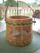 Vintage Folk Art Hand Painted Northwoods Sugar Bucket Firkin Lodge Decor Primitives photo 1