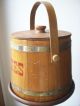 Antique Wood Firkin Suger / Cookie Bucket With Lid (very Good Condition) Primitives photo 1