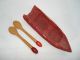 Hand Carved Wooden Toy Canoe And Two Paddles Primitive Toy Primitives photo 3