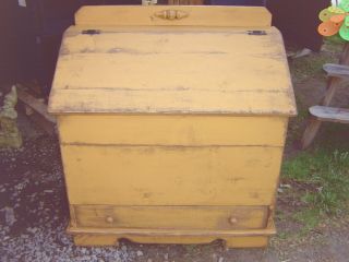 Amish Made Primitive Mustard Painted Blanket Chest W/drawer.  We Deliver photo