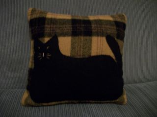 Primitive Black Cat Decortive Pillow photo