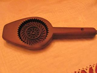 Repro Early Primitive Folk Art Lollipop Carved Butter Stamp Print Mold Press,  New photo