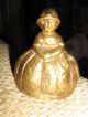 Antique Small Lady In Long Dress And Hat Brass Bell Great Item Heavy Primitives photo 3