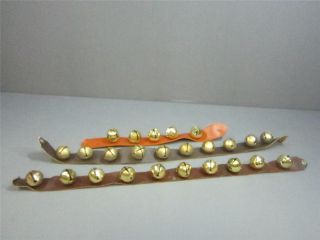 3 Sets Primitive Sleigh Bells Brass Plated Steel Total 25 Sleigh Bells On Straps photo