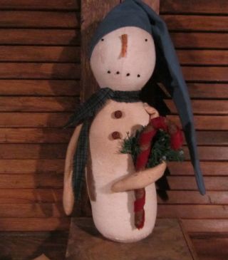 Style 3 Winter Shelf Sitter Frosty Snowman Christmas Country Primitive Folk photo