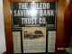 Vintage Framed Sign Of The Toledo Savings Bank And Co.  From 1919 Primitives photo 3