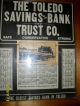 Vintage Framed Sign Of The Toledo Savings Bank And Co.  From 1919 Primitives photo 5