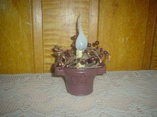 Primitive Burgundy Cup Berries Candle Lamp Eb 103 photo