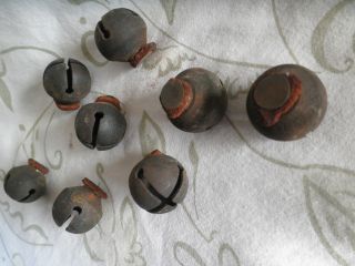 8 Antique Sleigh Bells Jingle Bells 1878 Patina photo