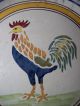 Country Rooster Majolica Charger Or Wall Plate W Spongeware American Folk Art Primitives photo 1