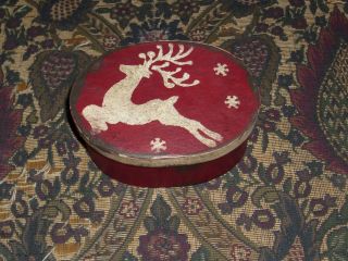 Paper Mache Red Vintage Reindeer Box photo