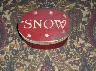 Paper Mache Red Vintage Christmas Snow Box photo