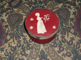 Paper Mache Red Vintage Christmas Silhouette Box photo