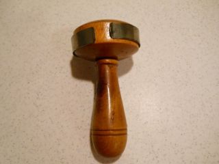 Antique Turned Wood Sock Darner Tool With Metal Ring photo
