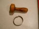 Antique Turned Wood Sock Darner Tool With Metal Ring Primitives photo 4