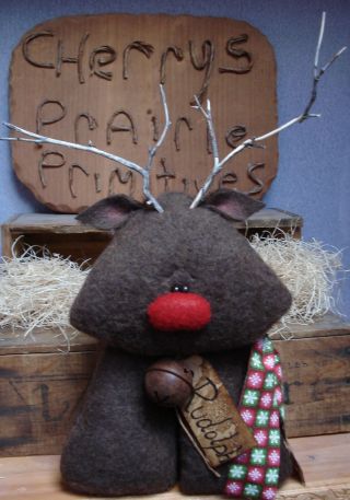 Primitive Christmas Winter Rudolph Reindeer Doll Bowl Fillers Ornies photo