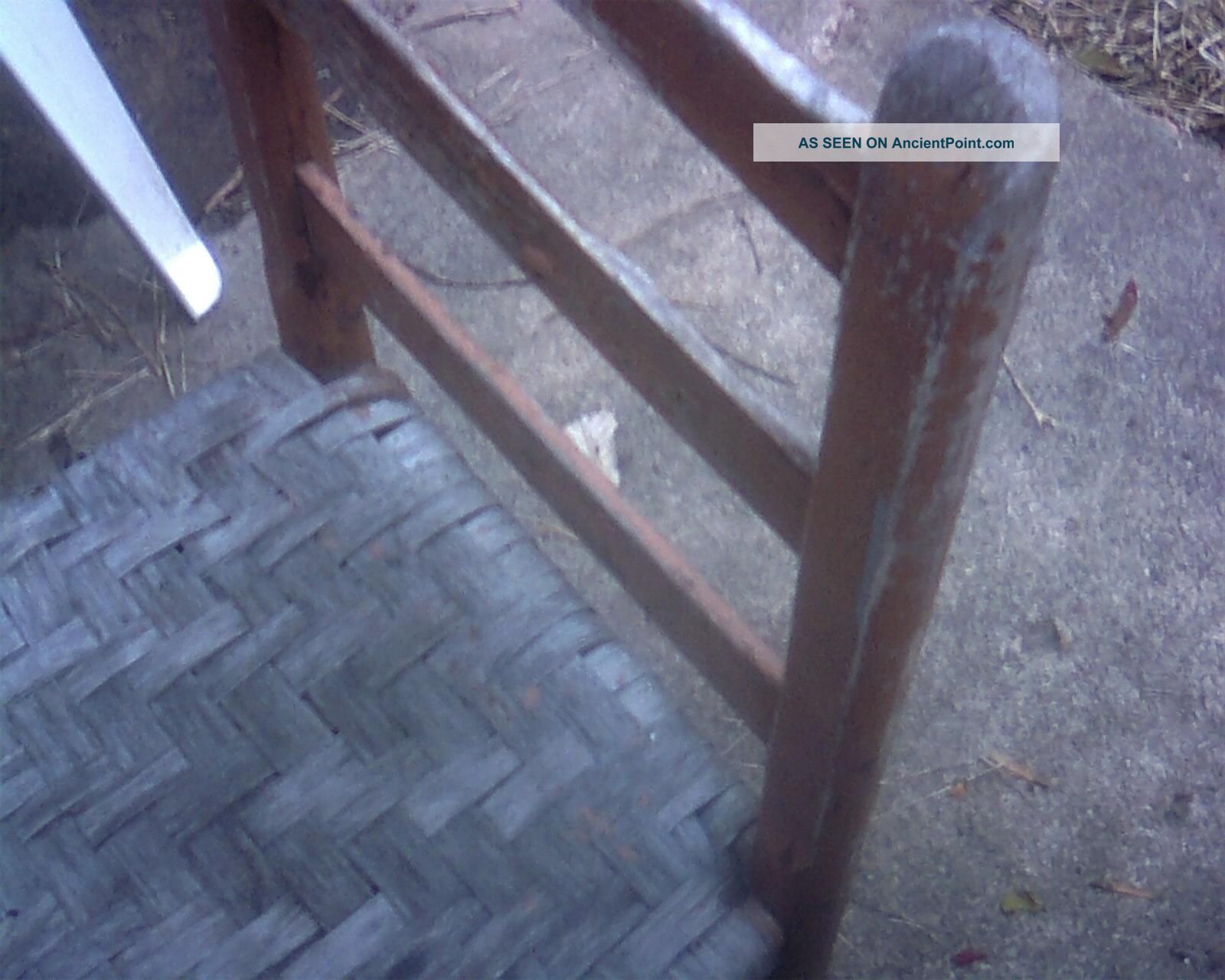 2 Old Primitive Ladder Back Mission Style Chairs Splint Reed Seat Milk Paint Primitives photo