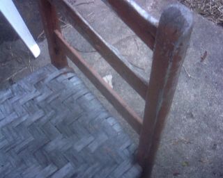 2 Old Primitive Ladder Back Mission Style Chairs Splint Reed Seat Milk Paint photo