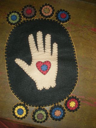 Penny Rug Mat Wool Felt Hand And Heart Handmade America photo