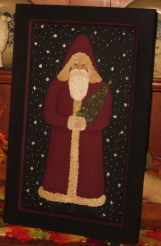 Primitive Hp Folk Art Belsnickle Santa Christmas Winter Door Panel photo