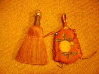 Two Primitive Whisk Brooms - One With Leather Cover photo