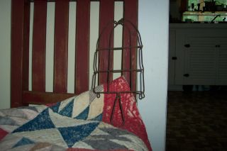 Early Old Iron Stand Holder Heavy Wire Can Be Hung Vintage Shabby Primitive photo