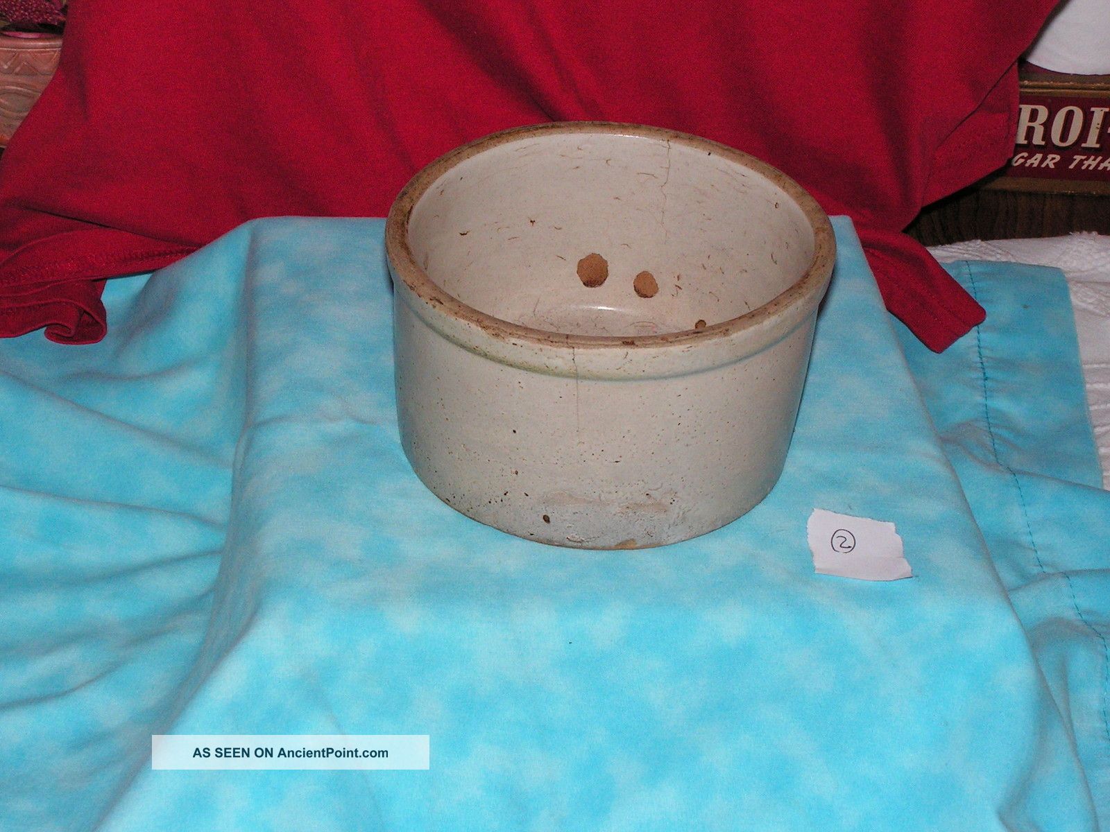 Antique Stoneware Salt Crock Has Patina 2 Hairline Cracks Some Chips 6 