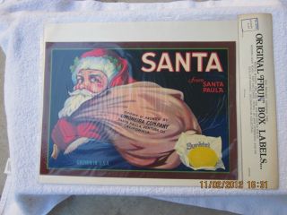 Two Vintage Advertising Fruit Box Old Labels Santa 1928 & Washington Unopened photo