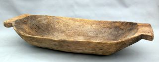 Antique Wooden Hand Made Dough Trench Bowl 19c photo
