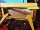 Antique Folky Primitive Wooden Mustard Paint Splay Leg Stool Bench Child Table Primitives photo 5