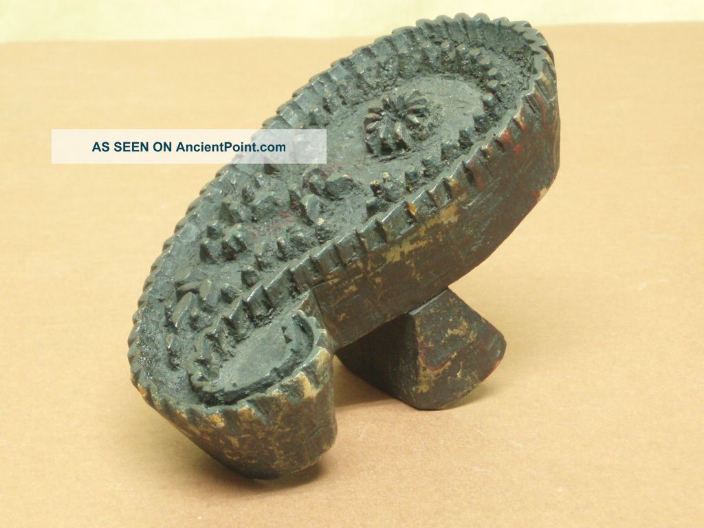 19c.  Antique Hand Carved Wood Fabric Stamp,  Paisley Ornament, Primitives photo